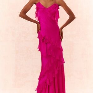 Loveshack Fancy Rialto Silk Ruffle Maxi Dress